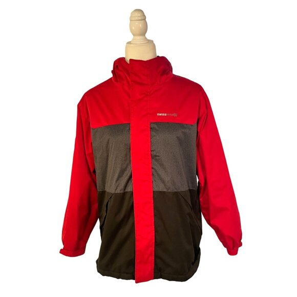 Swiss Tech Boys XL/XG 114-16 Red & Black Polyester Jacket With Hood & Zipper - Picture 1 of 5